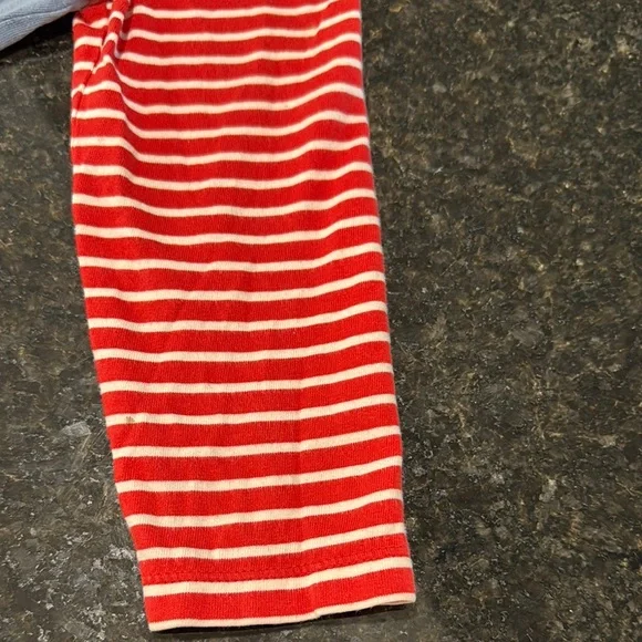 Blue Dress with Red Striped Sleeves - Picture 5 of 7